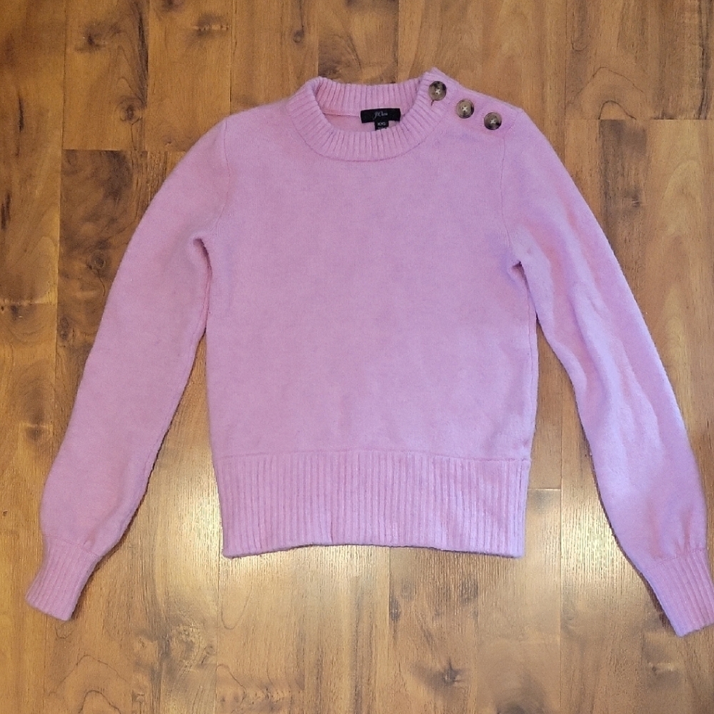 Spring Colored J. CREW Women's Pink Sweater with Button Detail/ XXS